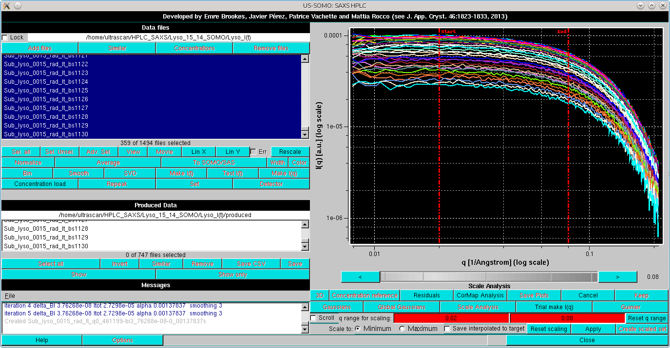 SOMO HPLC-SAXS test I(q) scale layout