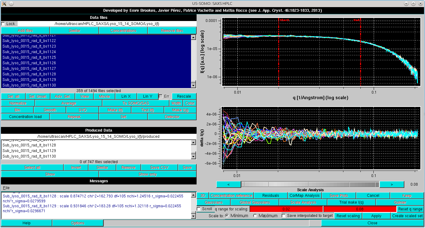 SOMO HPLC-SAXS test I(q) scaled set